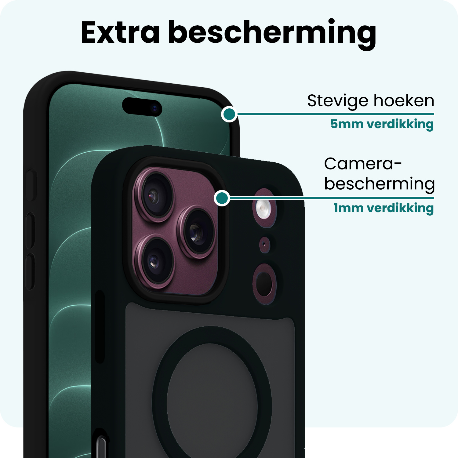 Forterra Forterra iPhone 18 Pro Magsafe Hoesje - Zwart
