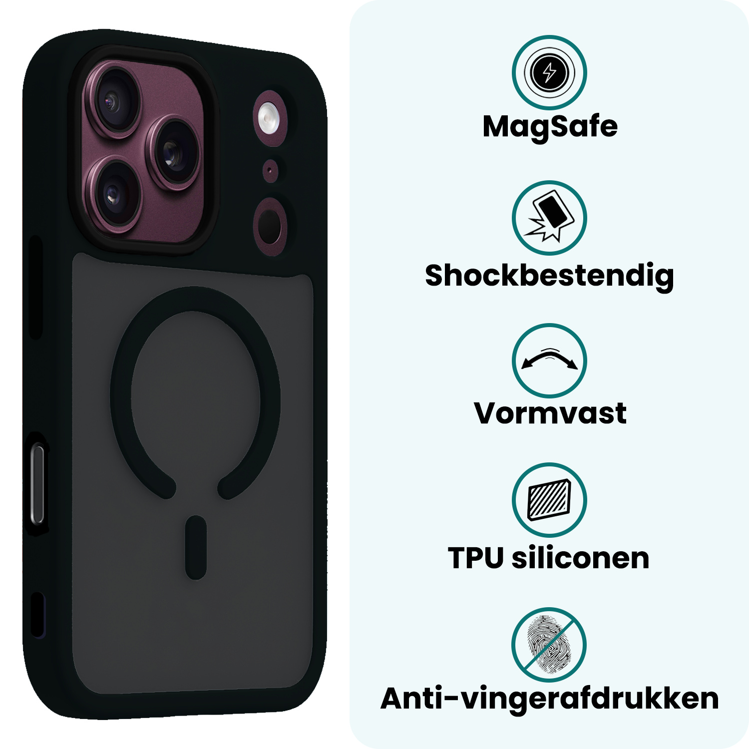 Forterra Forterra iPhone 18 Pro Magsafe Hoesje - Zwart - 2 PACK