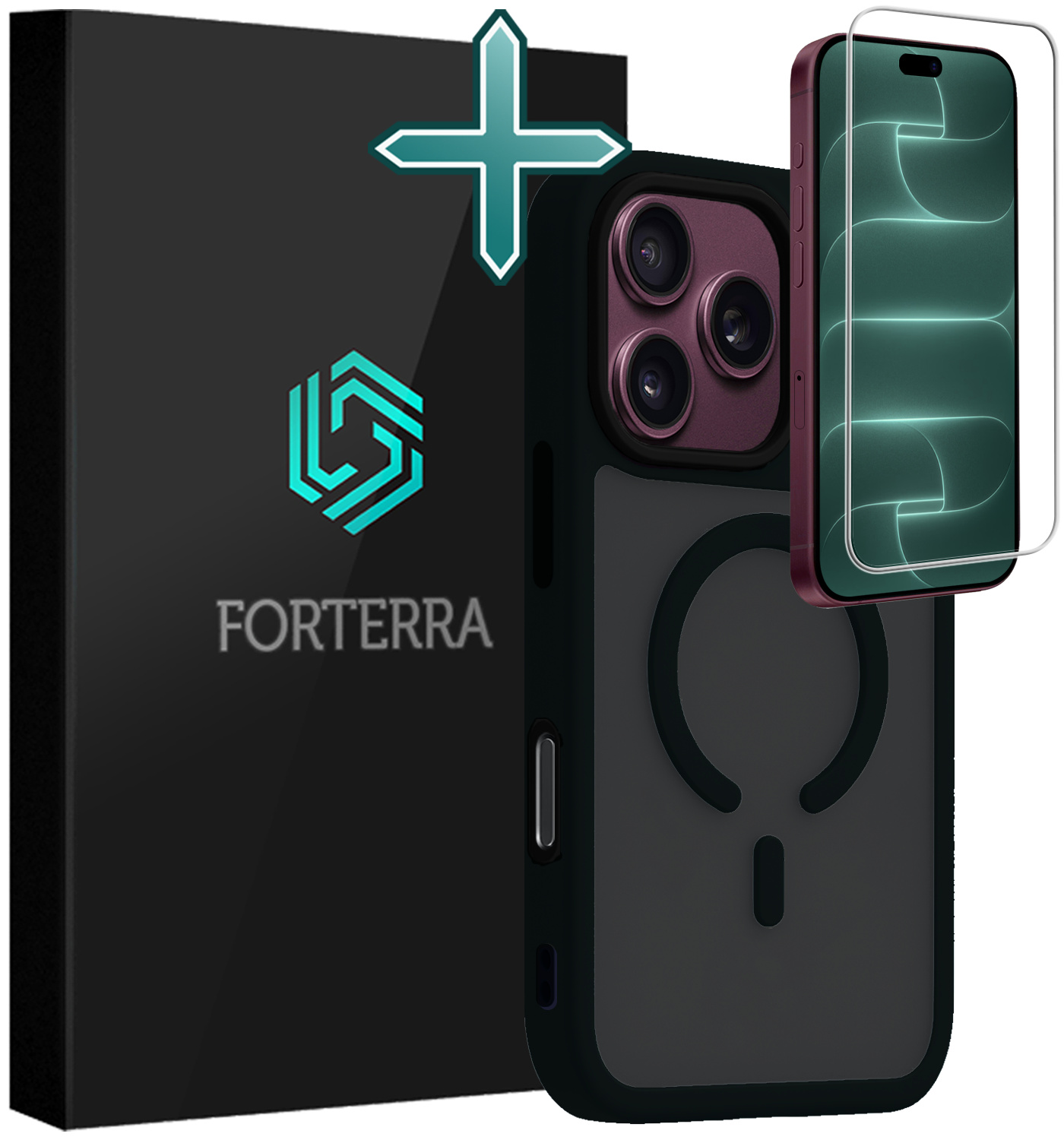 Forterra Forterra iPhone 18 Pro Magsafe Hoesje Zwart Met Screenprotector