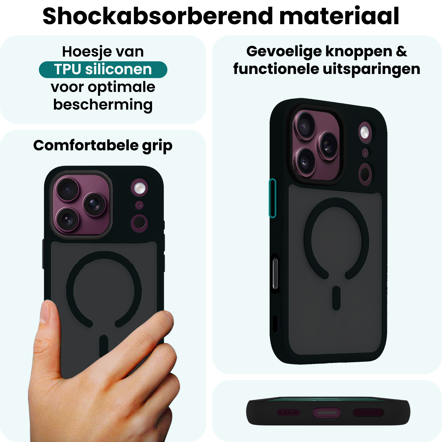Forterra Forterra iPhone 18 Pro Magsafe Hoesje Zwart Met Screenprotector