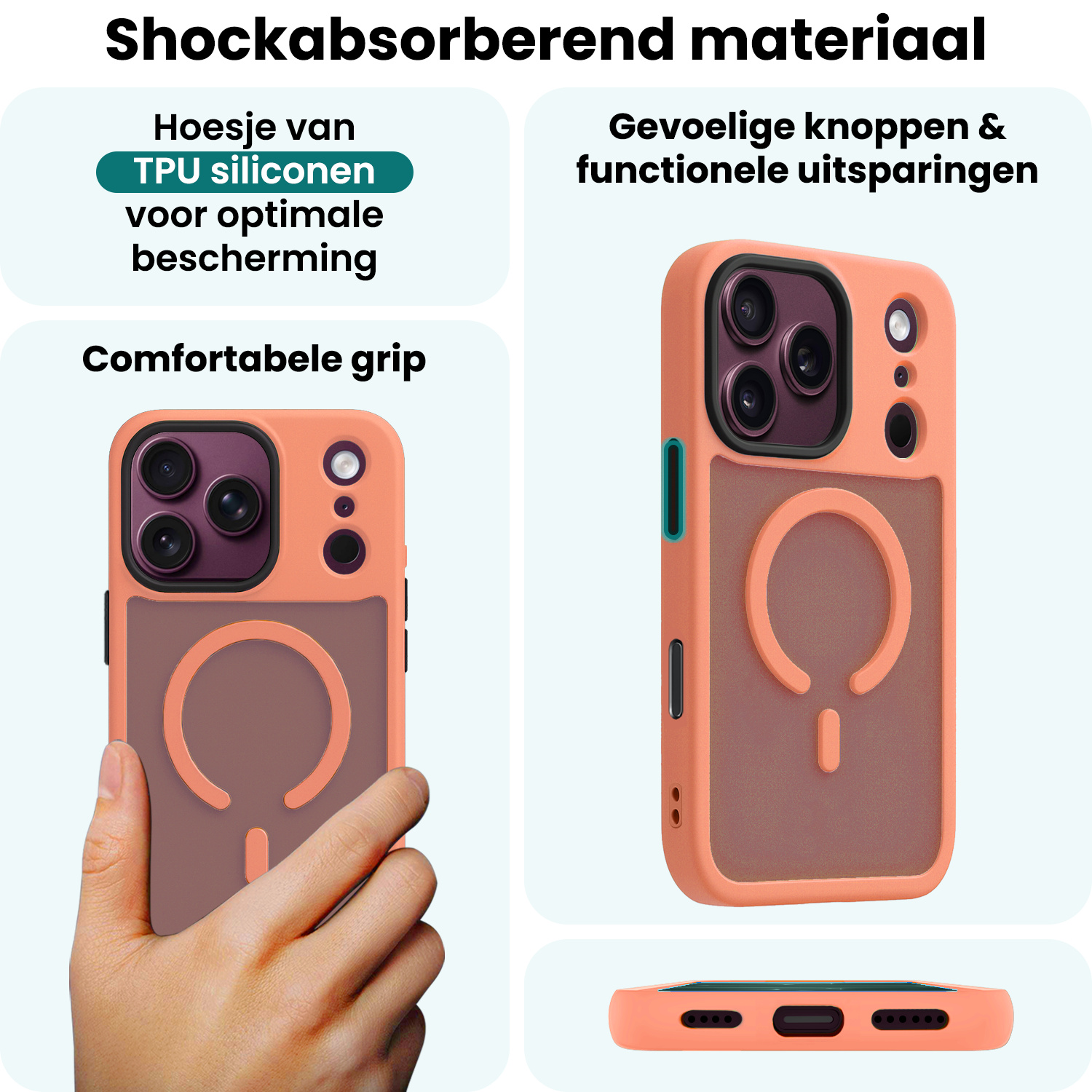 Forterra Forterra iPhone 18 Pro Max Magsafe Hoesje - Perzik - 2 PACK