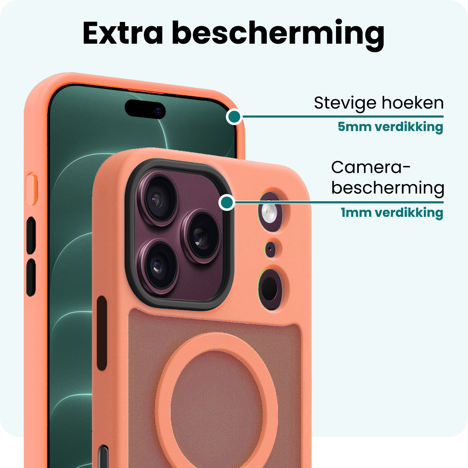 Forterra Forterra iPhone 18 Pro Max Magsafe Hoesje Perzik Met Screenprotector