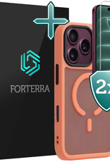 Forterra Forterra iPhone 18 Pro Max Magsafe Hoesje Perzik Met 2x Screenprotector