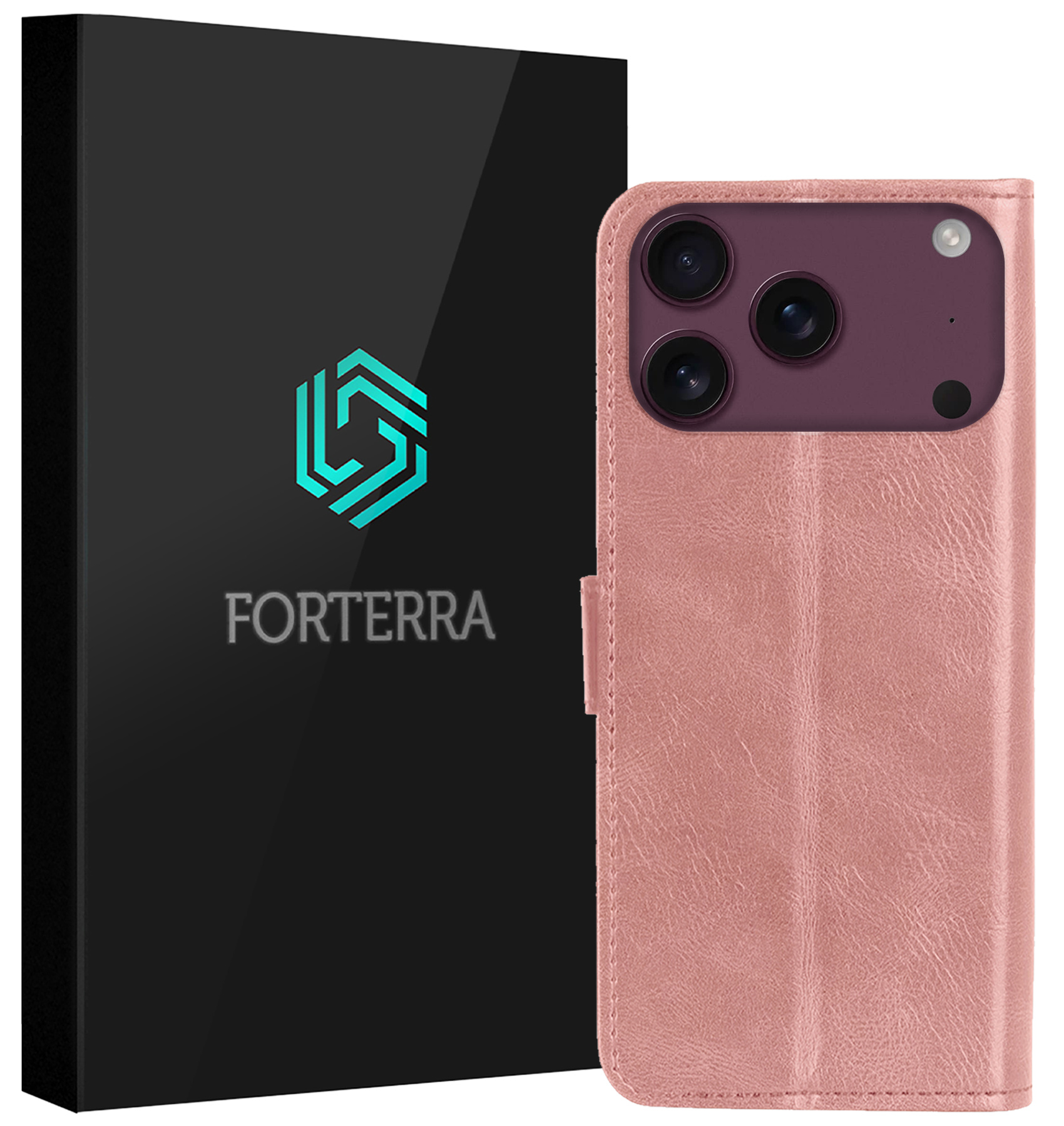 Forterra Forterra iPhone 18 Pro Hoesje Bookcase - Rose Goud