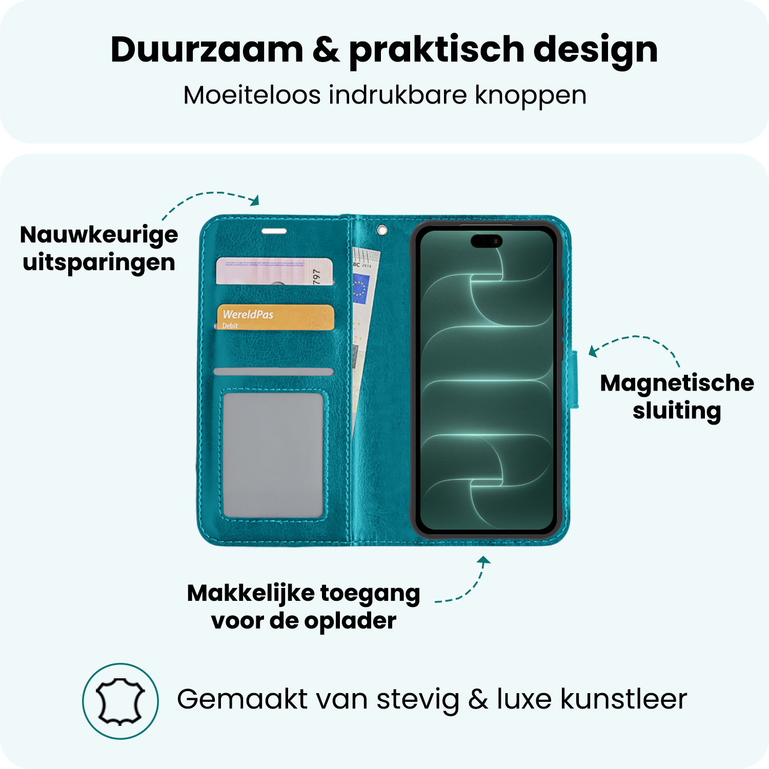 Forterra Forterra iPhone 18 Pro Hoesje Bookcase - Turquoise