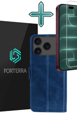 Forterra Forterra iPhone 18 Pro Hoesje Bookcase Met Screenprotector - Donkerblauw