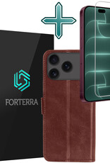 Forterra Forterra iPhone 18 Pro Max Hoesje Bookcase Met Screenprotector - Bruin