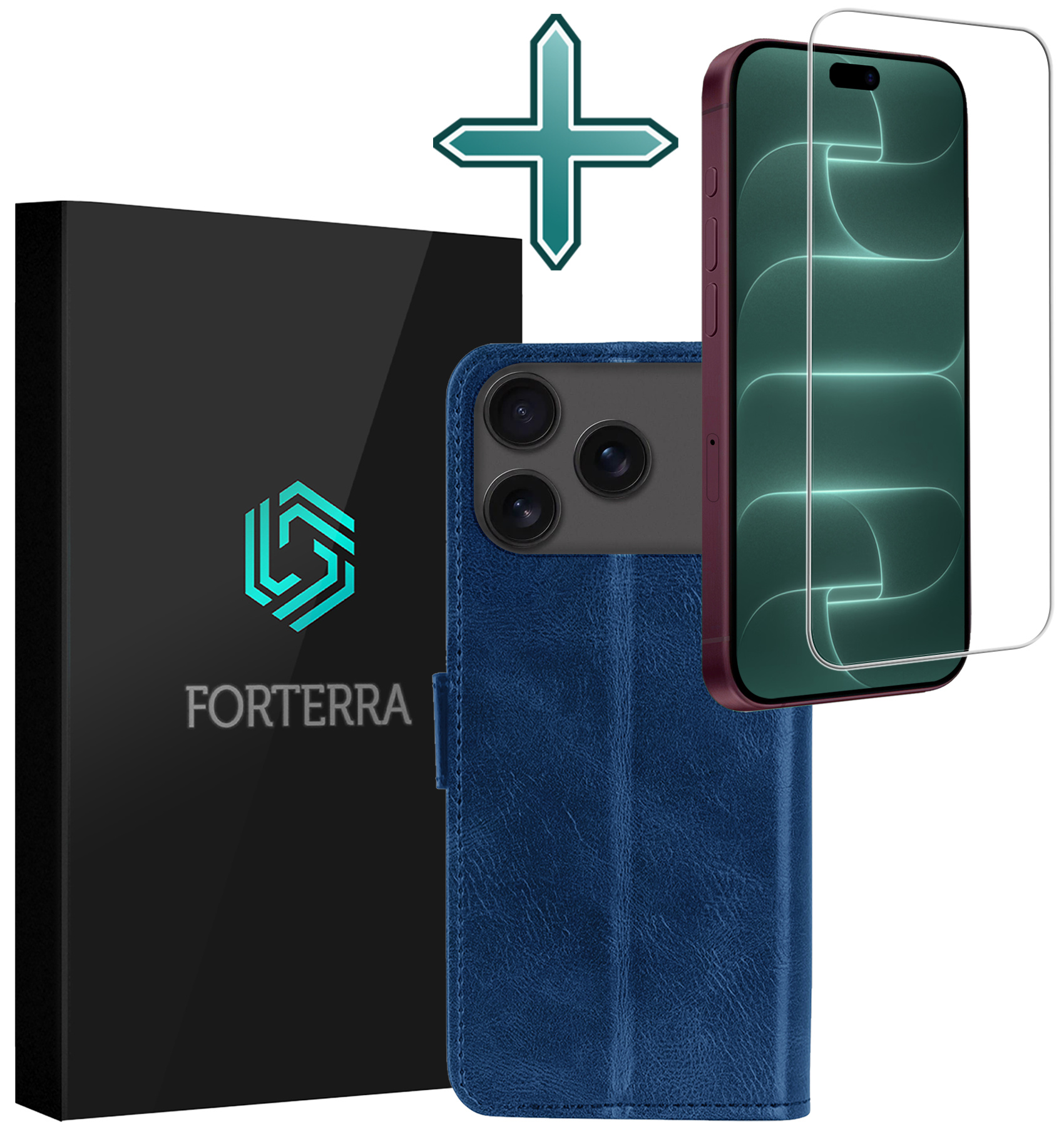 Forterra Forterra iPhone 18 Pro Max Hoesje Bookcase Met Screenprotector - Donkerblauw