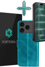 Forterra Forterra iPhone 18 Pro Max Hoesje Bookcase Met Screenprotector - Turquoise