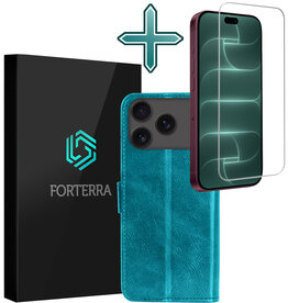 Forterra Forterra iPhone 18 Pro Max Hoesje Bookcase Met Screenprotector - Turquoise