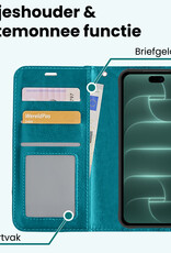 Forterra Forterra iPhone 18 Pro Max Hoesje Bookcase Met Screenprotector - Turquoise