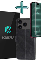 Forterra Forterra iPhone 18 Pro Max Hoesje Bookcase Met Screenprotector - Zwart