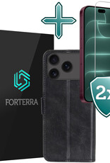 Forterra Forterra iPhone 18 Pro Max Hoesje Bookcase Met 2x Screenprotector - Zwart