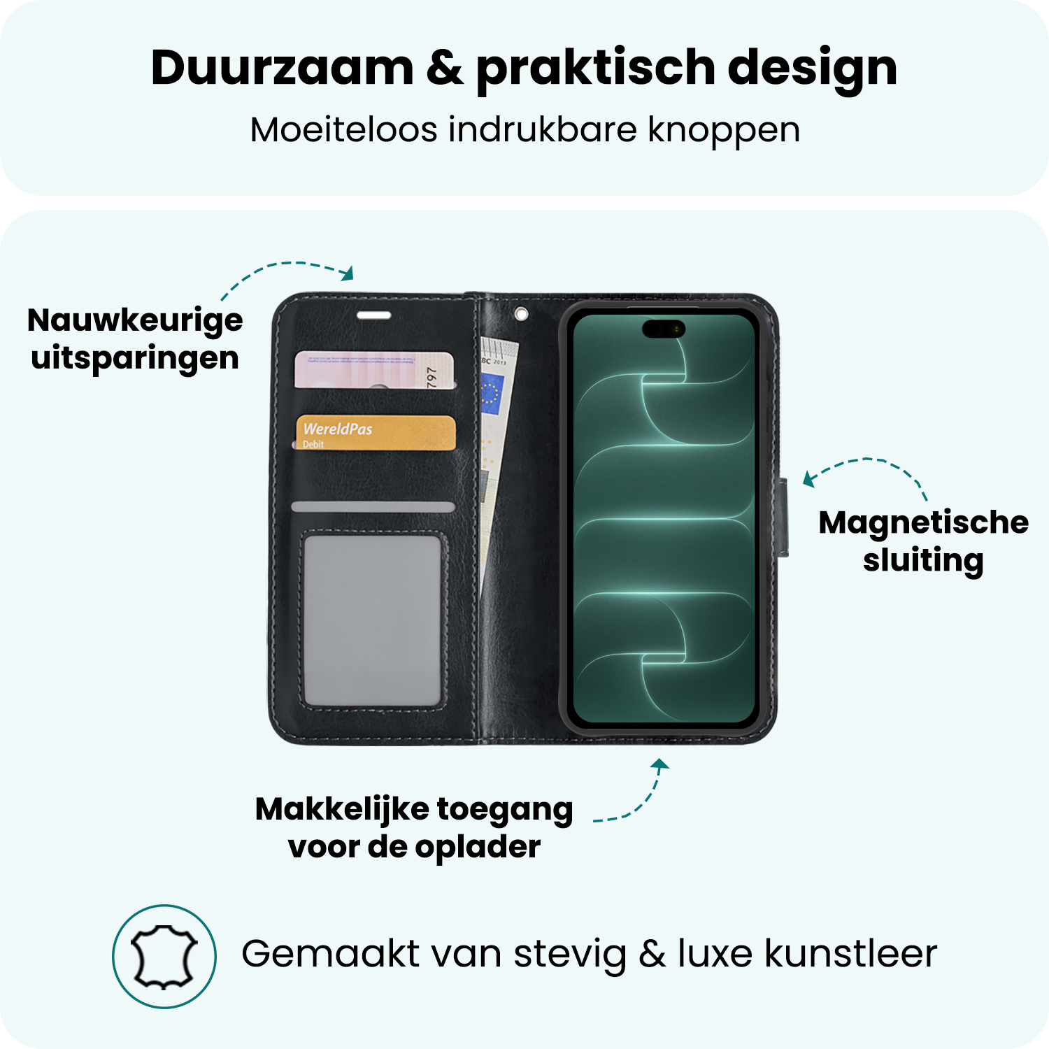 Forterra Forterra iPhone 18 Pro Max Hoesje Bookcase Met 2x Screenprotector - Zwart