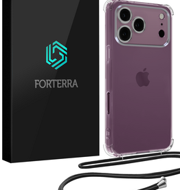 Forterra Forterra iPhone 18 Pro Hoesje Transparant Shockproof Met Zwart Koord