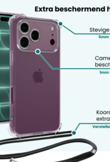 Forterra Forterra iPhone 18 Pro Hoesje Transparant Shockproof Met Zwart Koord