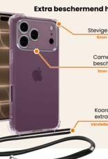 Nomfy Nomfy iPhone 18 Pro Hoesje Transparant Shockproof Met Zwart Koord