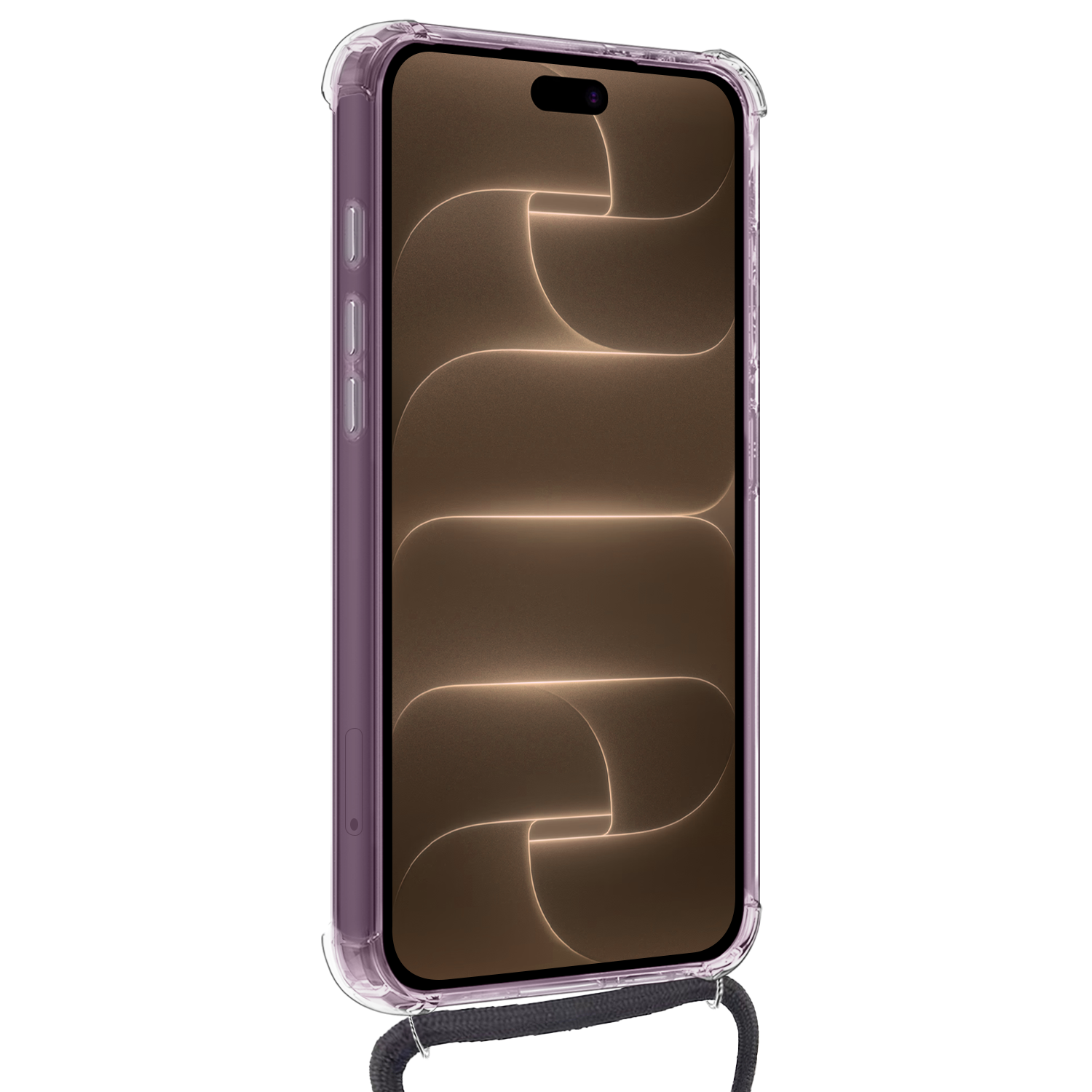 Nomfy Nomfy iPhone 18 Pro Hoesje Transparant Shockproof Met Zwart Koord