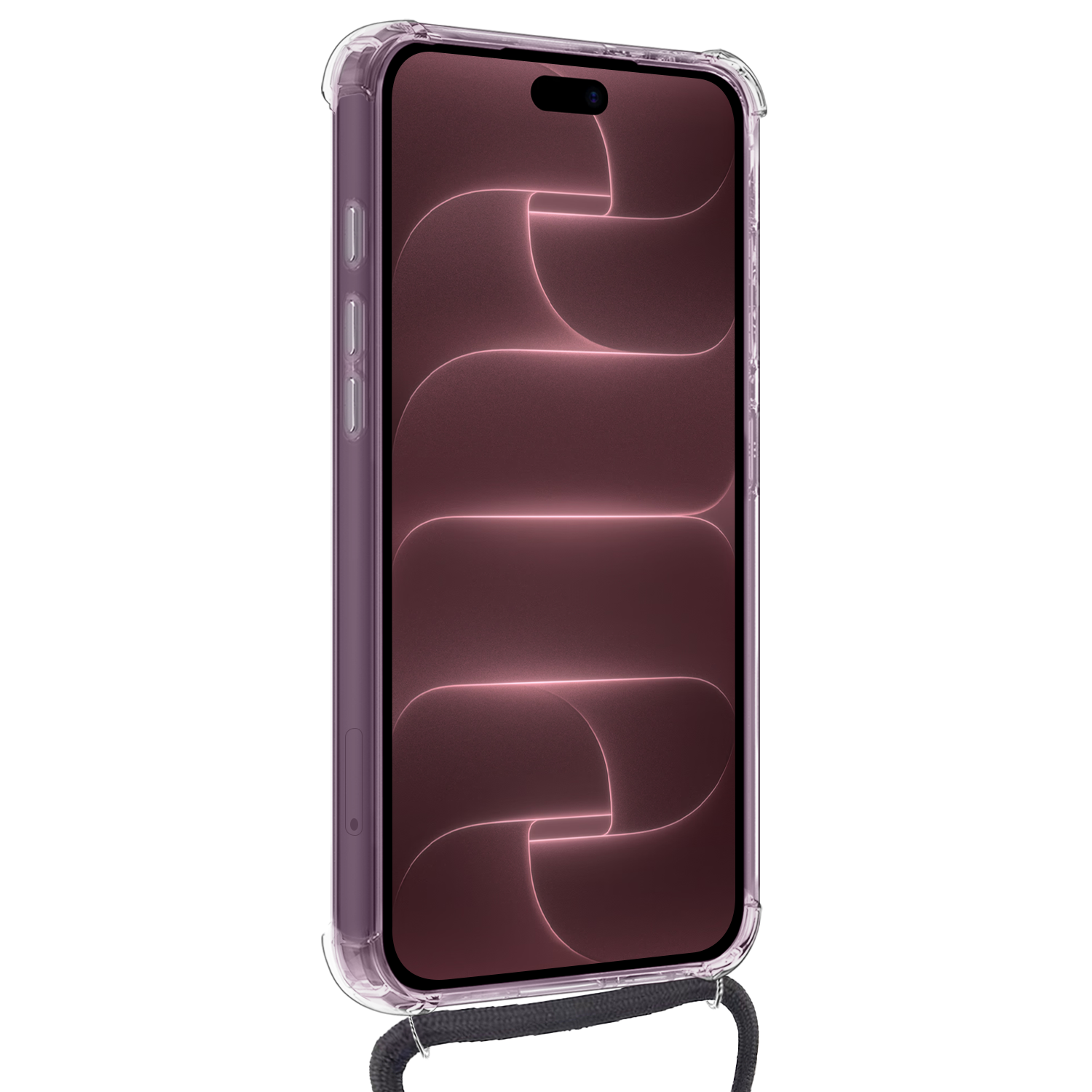 NoXx NoXx iPhone 18 Pro Max Hoesje Transparant Shockproof Met Zwart Koord