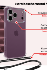 NoXx NoXx iPhone 18 Pro Hoesje Transparant Shockproof Met Zwart Koord