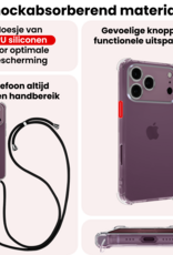 NoXx NoXx iPhone 18 Pro Hoesje Transparant Shockproof Met Zwart Koord