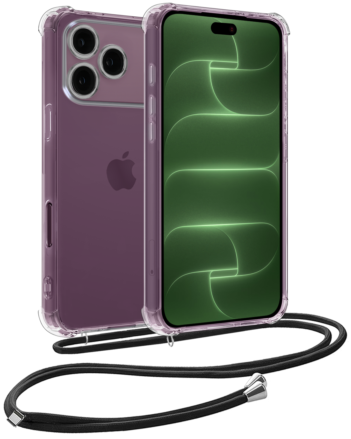 BASEY. BASEY. iPhone 18 Pro Max Hoesje Transparant Shockproof Met Zwart Koord