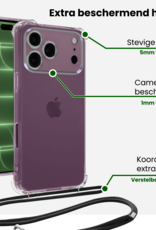 BASEY. BASEY. iPhone 18 Pro Hoesje Transparant Shockproof Met Zwart Koord