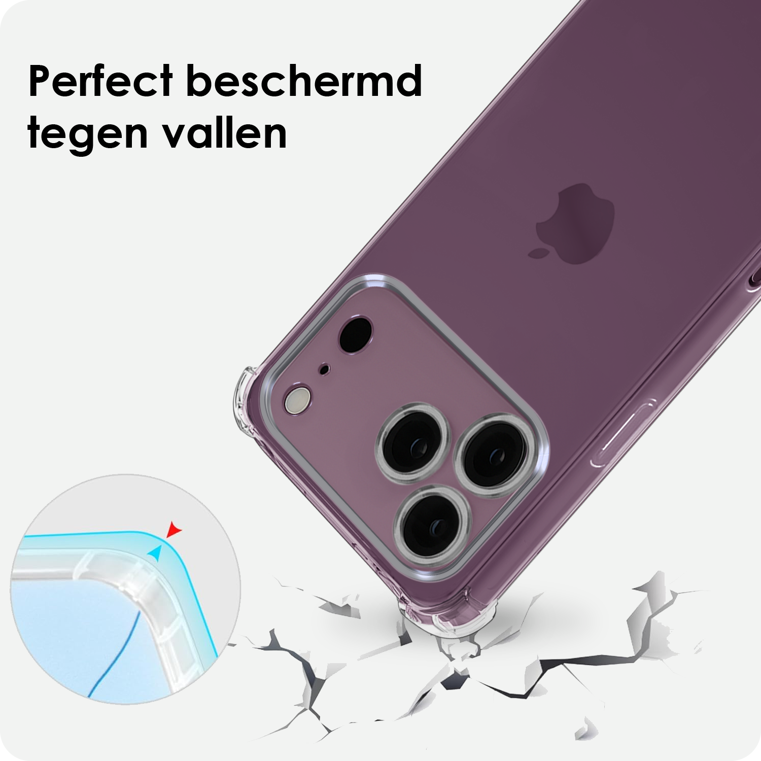 BASEY. BASEY. iPhone 18 Pro Hoesje Transparant Shockproof Met Zwart Koord
