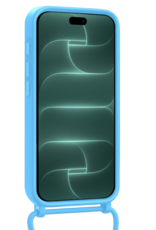 Forterra Forterra iPhone 18 Pro Max Hoesje Pashouder met Koord - Lichtblauw