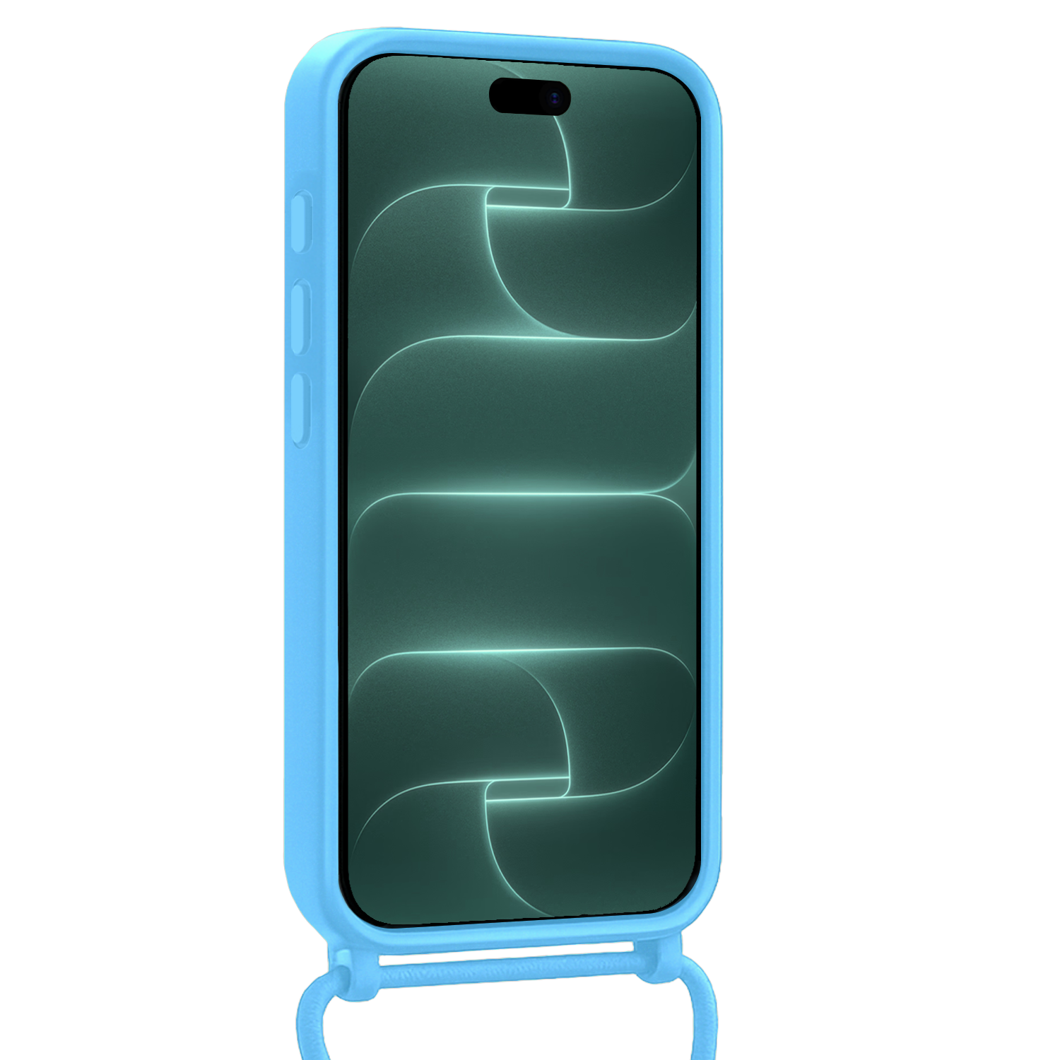 Forterra Forterra iPhone 18 Pro Max Hoesje Pashouder met Koord - Lichtblauw