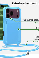 BASEY. BASEY. iPhone 18 Pro Hoesje Pashouder met Koord Met Screenprotector - Lichtblauw