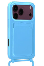 BASEY. BASEY. iPhone 18 Pro Hoesje Pashouder met Koord Met Screenprotector - Lichtblauw