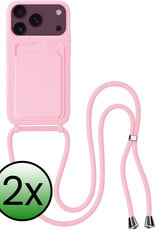 BASEY. BASEY. iPhone 18 Pro Hoesje Pashouder met Koord - Lichtroze - 2 PACK