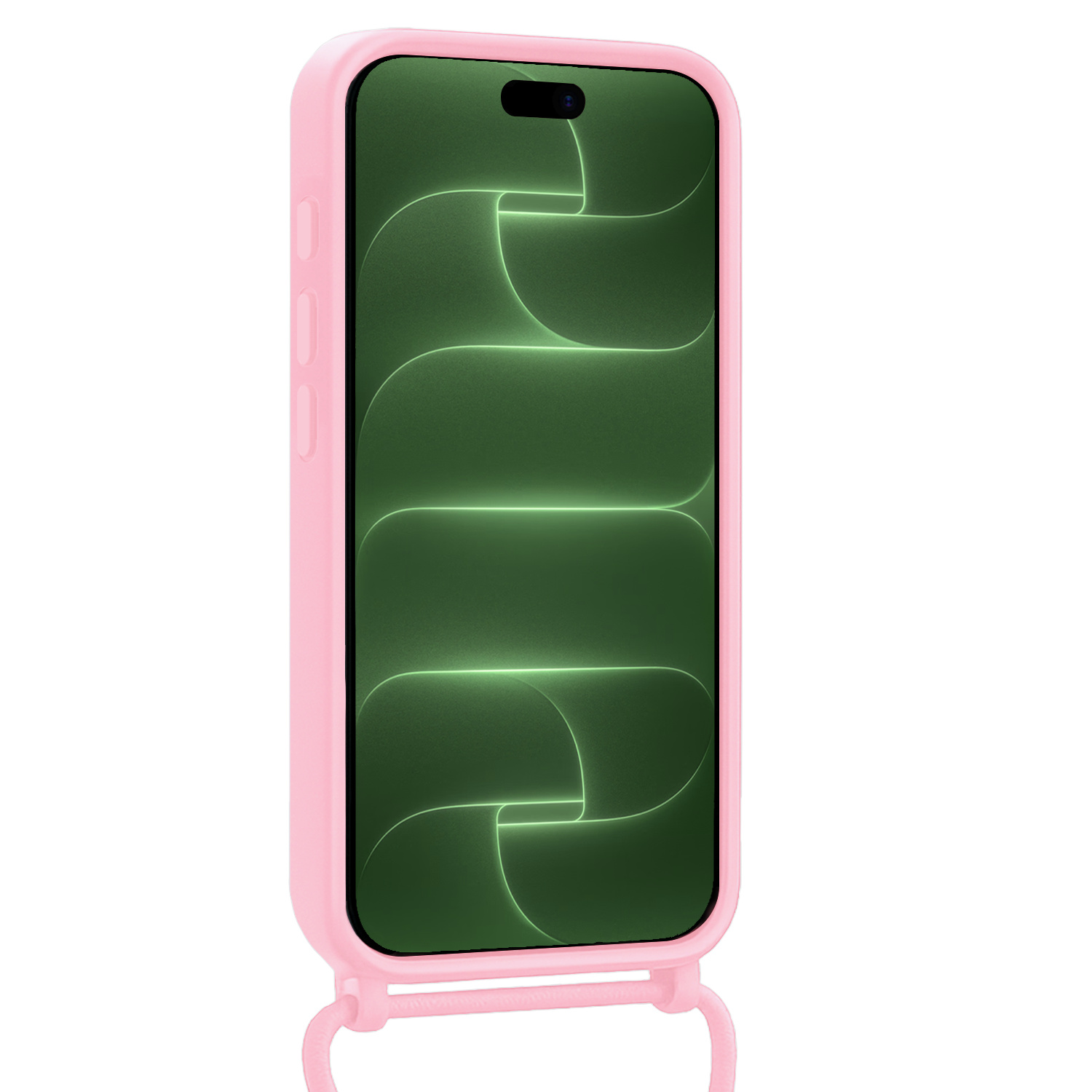 BASEY. BASEY. iPhone 18 Pro Hoesje Pashouder met Koord Met 2x Screenprotector - Lichtroze