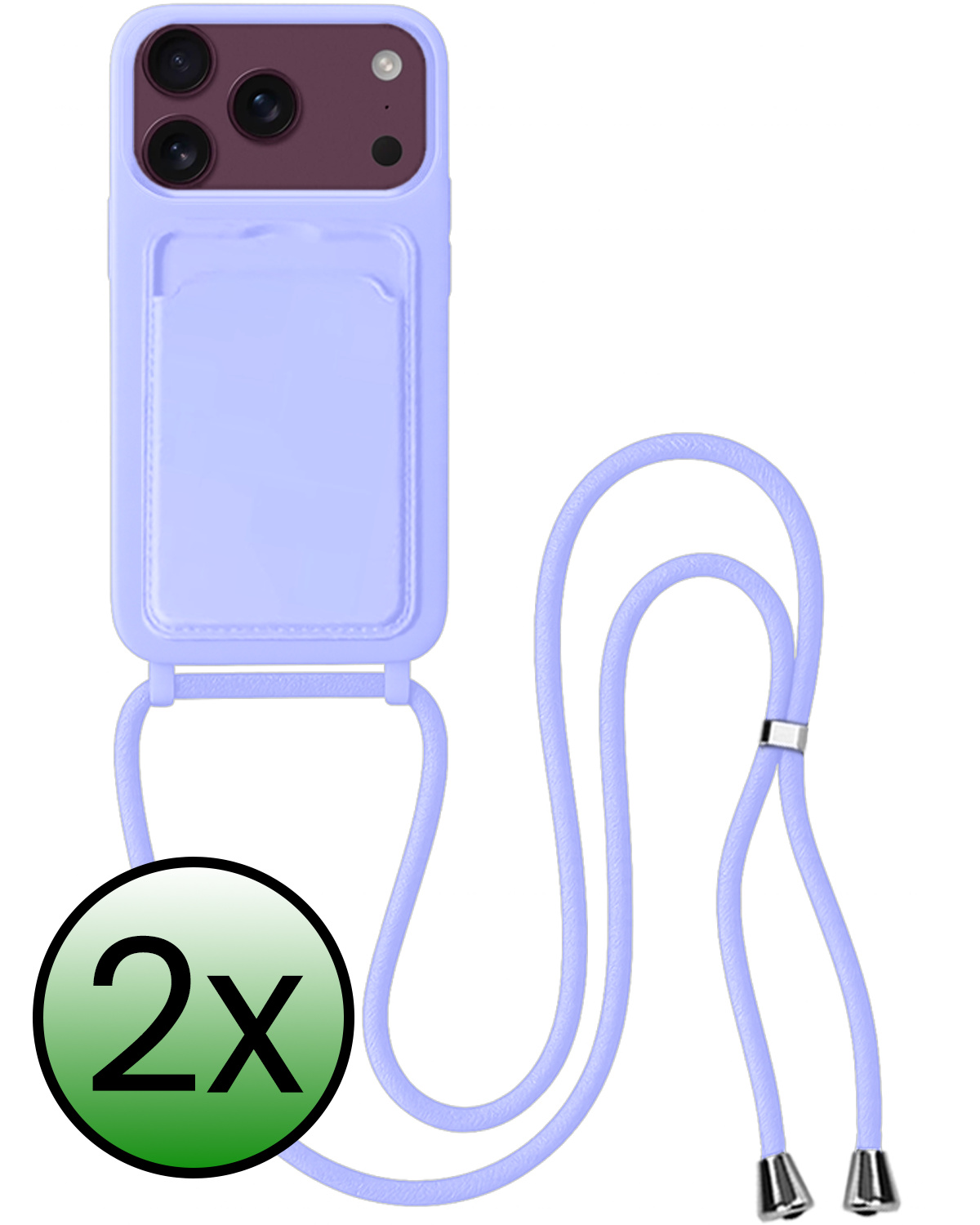 BASEY. BASEY. iPhone 18 Pro Hoesje Pashouder met Koord - Lila - 2 PACK