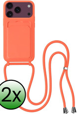BASEY. BASEY. iPhone 18 Pro Hoesje Pashouder met Koord - Papaya - 2 PACK