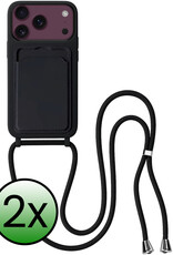 BASEY. BASEY. iPhone 18 Pro Hoesje Pashouder met Koord - Zwart - 2 PACK