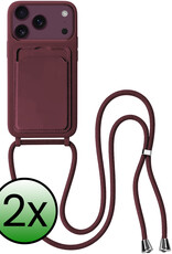 BASEY. BASEY. iPhone 18 Pro Max Hoesje Pashouder met Koord - Aubergine - 2 PACK