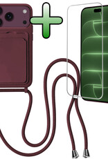 BASEY. BASEY. iPhone 18 Pro Max Hoesje Pashouder met Koord Met Screenprotector - Aubergine