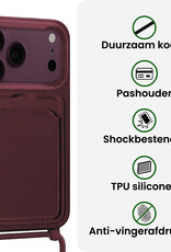 BASEY. BASEY. iPhone 18 Pro Max Hoesje Pashouder met Koord Met 2x Screenprotector - Aubergine