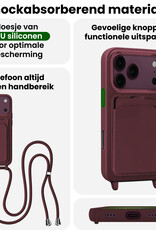 BASEY. BASEY. iPhone 18 Pro Max Hoesje Pashouder met Koord Met 2x Screenprotector - Aubergine