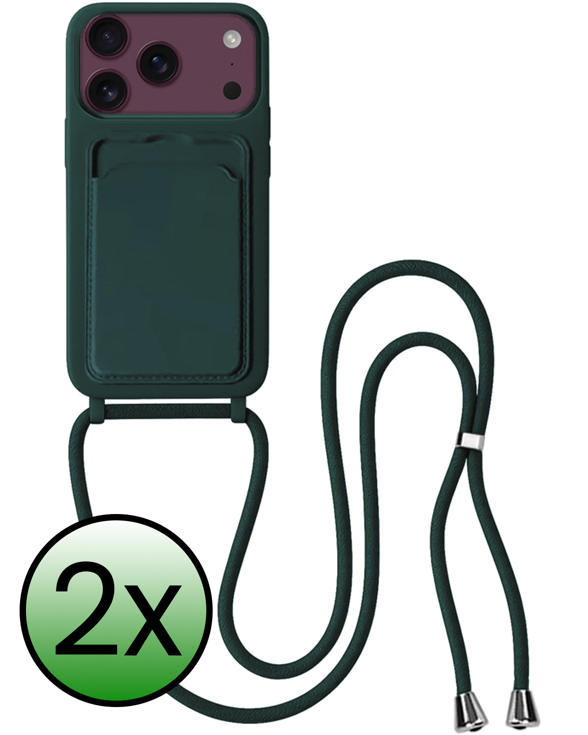 BASEY. BASEY. iPhone 18 Pro Max Hoesje Pashouder met Koord - Donkergroen - 2 PACK