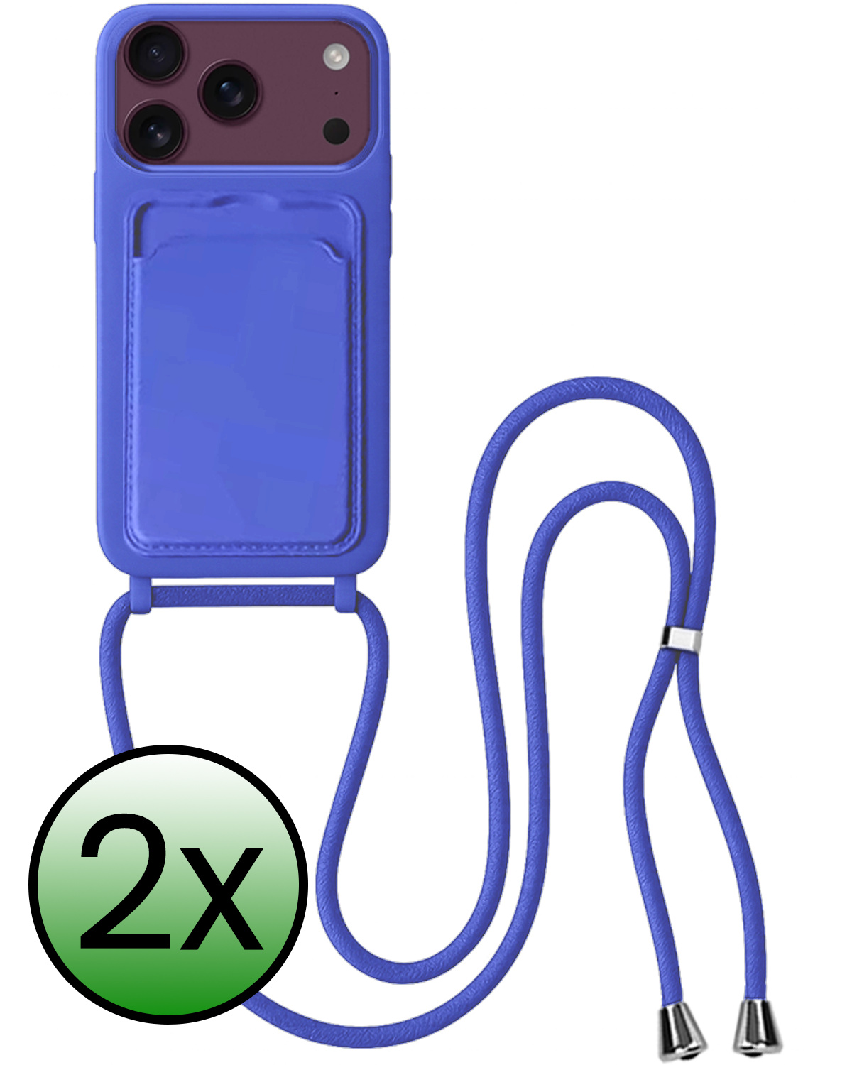 BASEY. BASEY. iPhone 18 Pro Max Hoesje Pashouder met Koord - Fel Blauw - 2 PACK