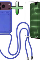 BASEY. BASEY. iPhone 18 Pro Max Hoesje Pashouder met Koord Met Screenprotector - Fel Blauw