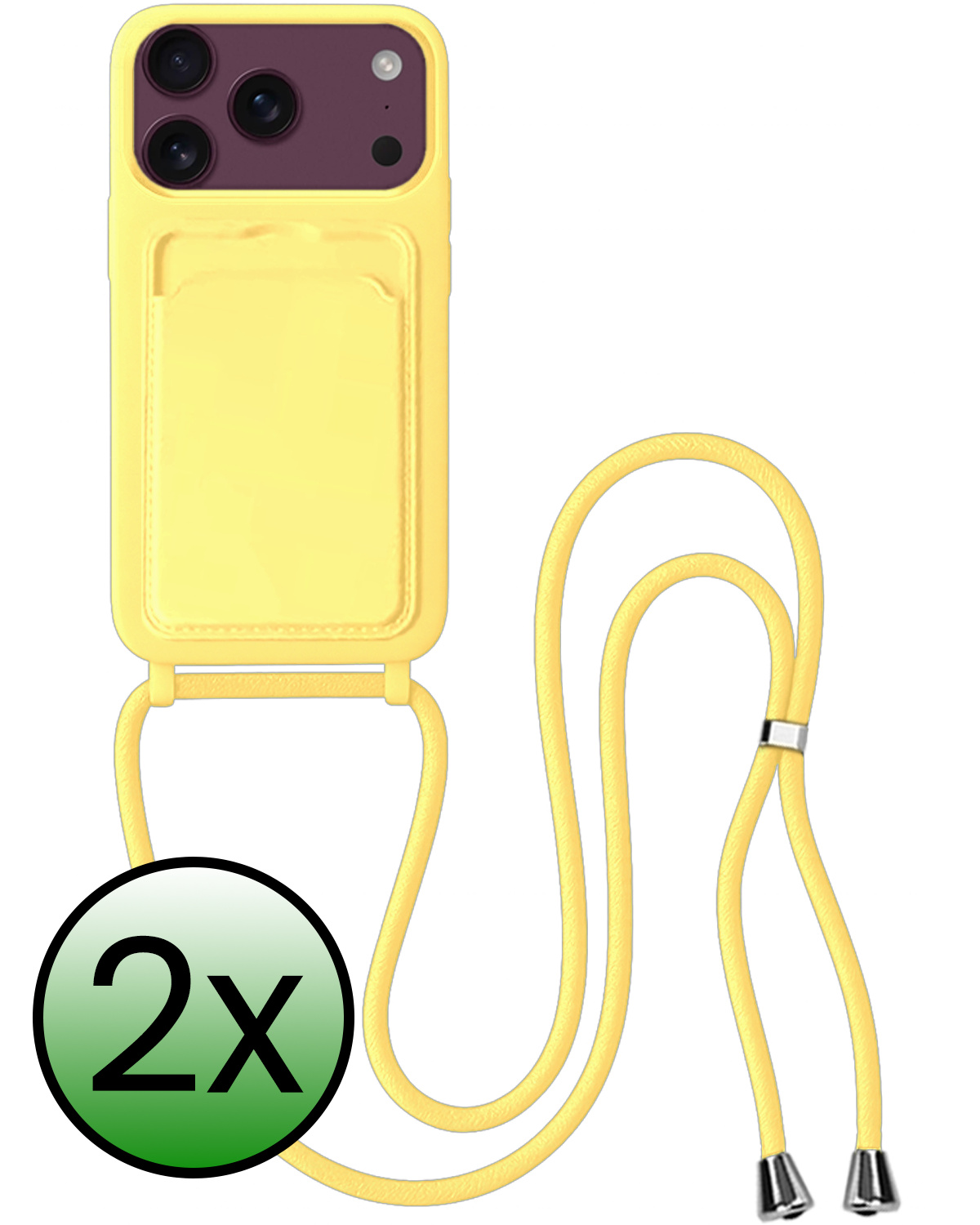 BASEY. BASEY. iPhone 18 Pro Max Hoesje Pashouder met Koord - Geel - 2 PACK