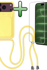BASEY. BASEY. iPhone 18 Pro Max Hoesje Pashouder met Koord Met Screenprotector - Geel
