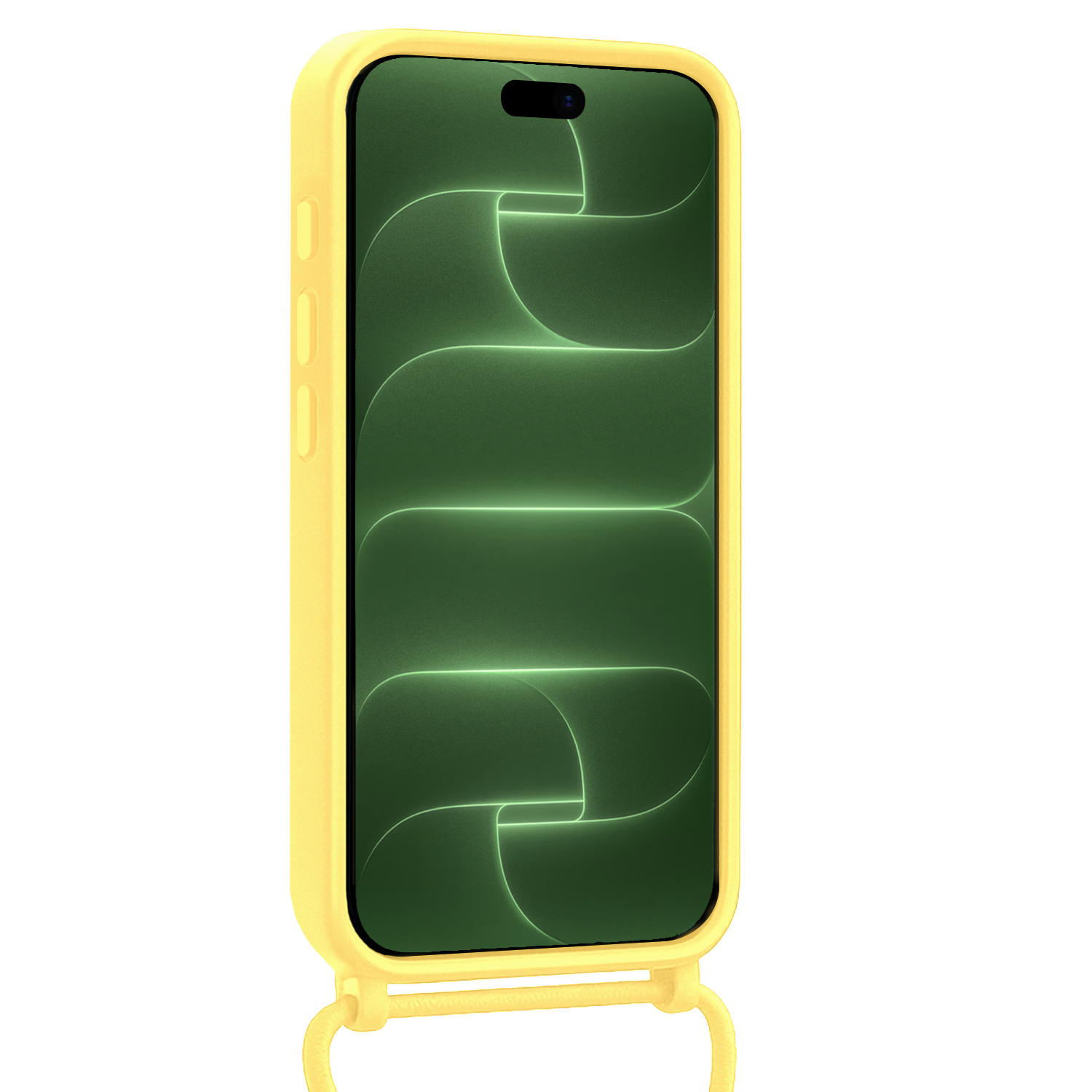 BASEY. BASEY. iPhone 18 Pro Max Hoesje Pashouder met Koord Met Screenprotector - Geel