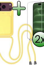 BASEY. BASEY. iPhone 18 Pro Max Hoesje Pashouder met Koord Met 2x Screenprotector - Geel