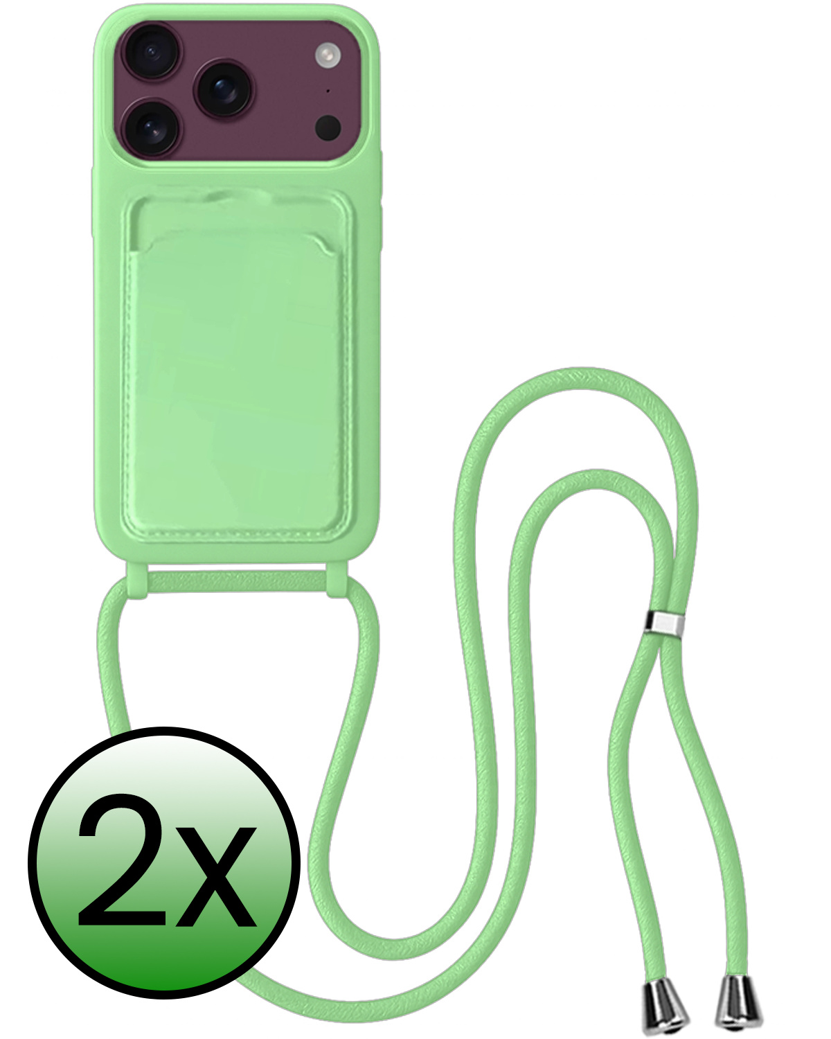 BASEY. BASEY. iPhone 18 Pro Max Hoesje Pashouder met Koord - Groen - 2 PACK