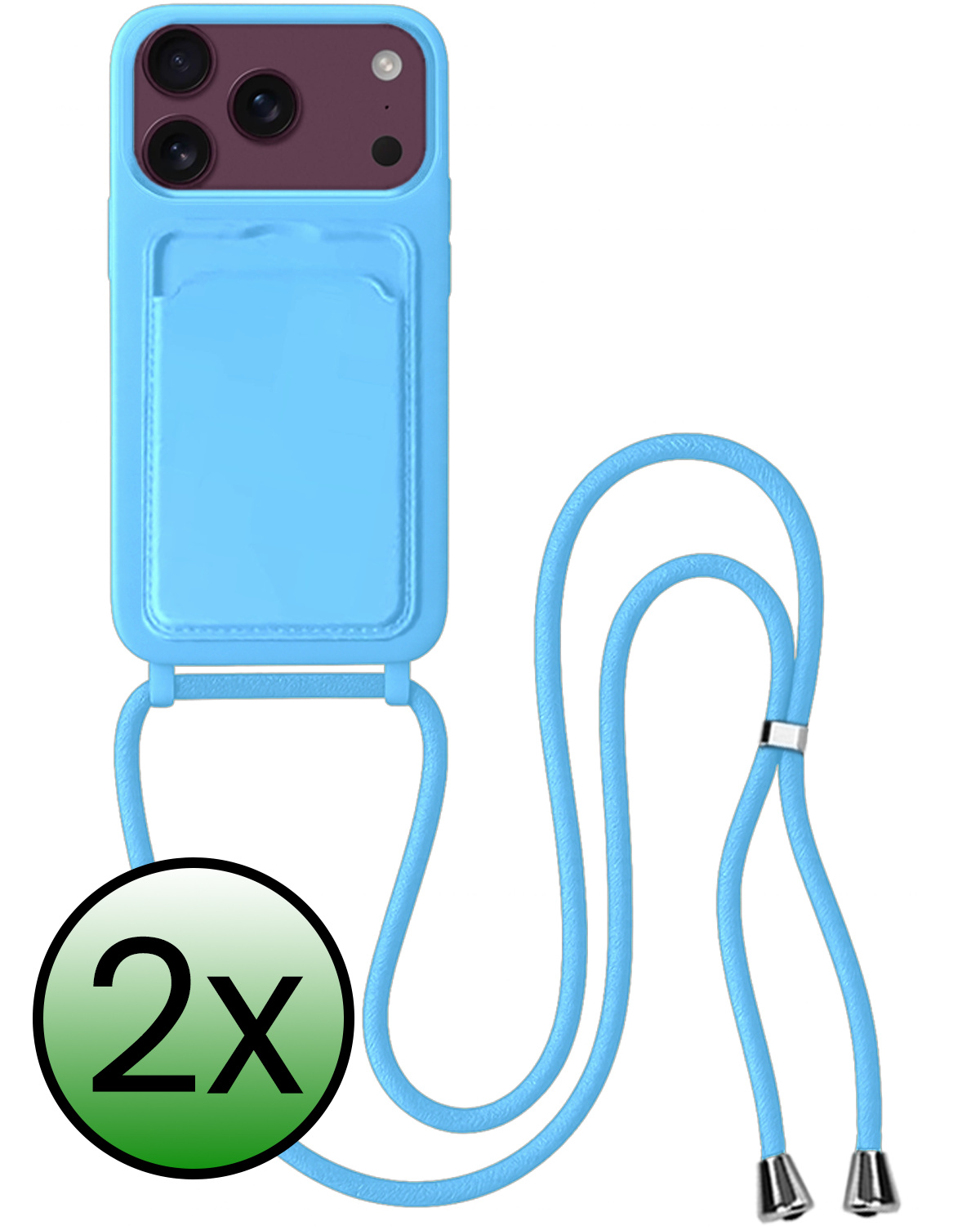 BASEY. BASEY. iPhone 18 Pro Max Hoesje Pashouder met Koord - Lichtblauw - 2 PACK